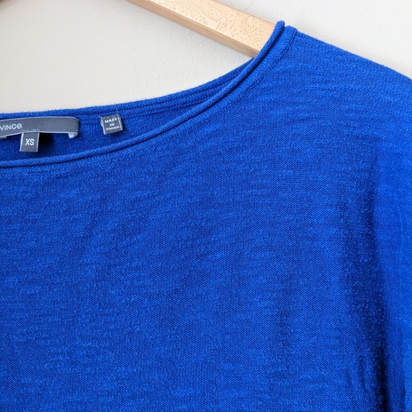 Vince Color Block Dolman Sleeve Boat Neck Cotton Slub Long Sleeve Knit T… - Picture 7 of 8